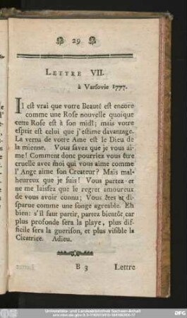 Lettre VII. à Varsovie 1777.