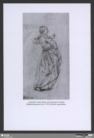 Friederike Caroline Neuber (die Neuberin) als Medea Röthelzeichnung um 1730, C.W.E. Dietrich zugegeschrieben