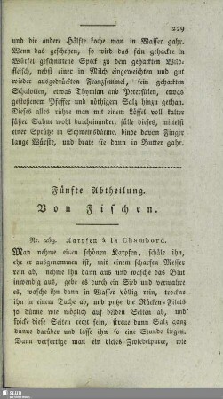 Fünfte Abtheilung. Von Fischen