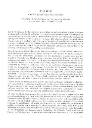 Ansprache zur Eröffnung des Kolloquiums am 24. Mai 1994 in Saarbrücken