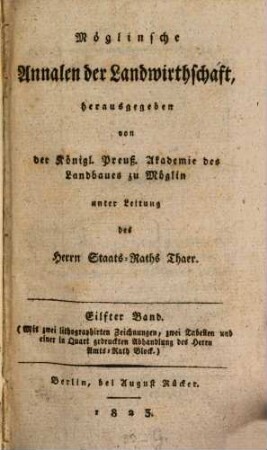 Möglinsche Annalen der Landwirthschaft. 11. 1823