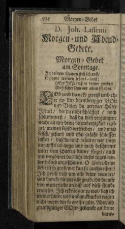 D. Joh. Lassenii Morgen- und Abend-Gebete.
