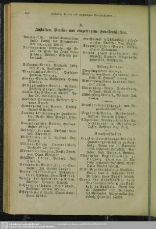 II. Anstalten, Vereine und eingetragene Genossenschaften