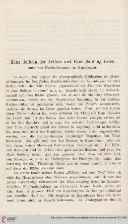 4: Hans Holbein der Aeltere und Hans Baldung Grien : und den Handzeichnungen zu Kopenhagen