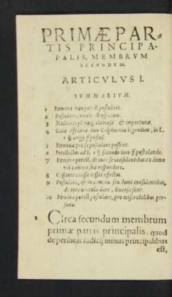 Primae Partis Principalis, Membrum Secundum.