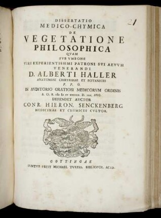 Dissertatio Medico-Chymica De Vegetatione Philosophica