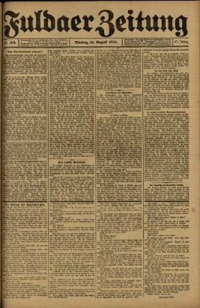 Ausgabe vom Montag, den 16. August 1920.