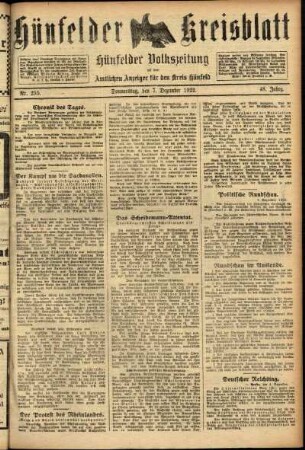Ausgabe vom Donnerstag, den 07. Dezember 1922.