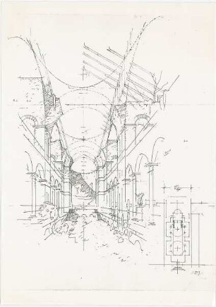 Döllgast, Hans; München; Allerheiligen Hofkirche - Innenraum (Perspektive; Grundriss)