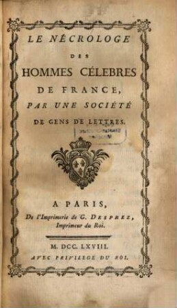 Le Nécrologe des hommes célèbres de France