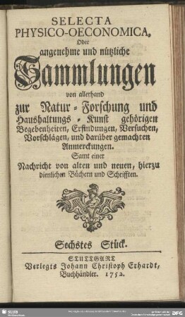 Sechstes Stück. 1752