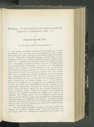 Mitteilungen der bakteriologischen Abteilung der agrikultur-chemischen Versuchsstation Halle a.S. 6. Untersuchungen über Alinit.