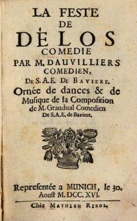 La Feste De Delos : Comedie