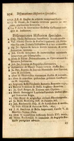 Disputationes Historicae speciales