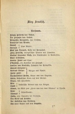 Jürg Jenatsch : Trauerspiel in fünf Aufzügen ; Soufflierbuch des Stadttheaters in Zürich