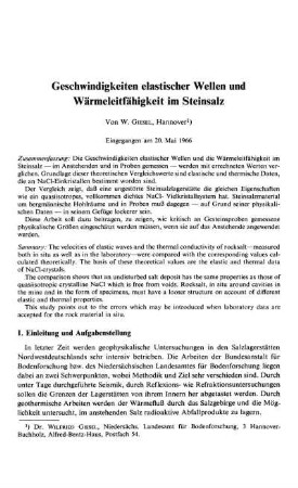 Geschwindigkeiten elastischer Wellen und Wärmeleitfähigkeit im Steinsalz