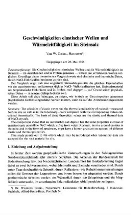 Geschwindigkeiten elastischer Wellen und Wärmeleitfähigkeit im Steinsalz