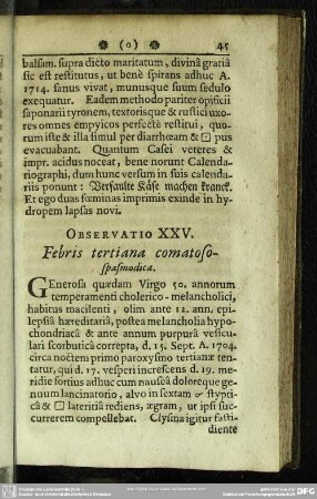 Observatio XXV. Febris tertiana comatosospasmodica