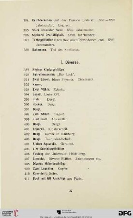 l. Diverse (Nr. 389-418)