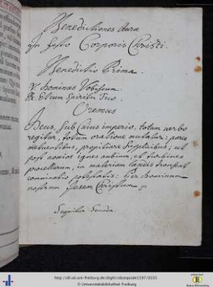 Benedictiones Aurae in Festo Corporis Christi.