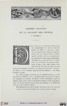 3. Pér. 26.1901: Dernières acquisitions de la galerie des offices à Florence