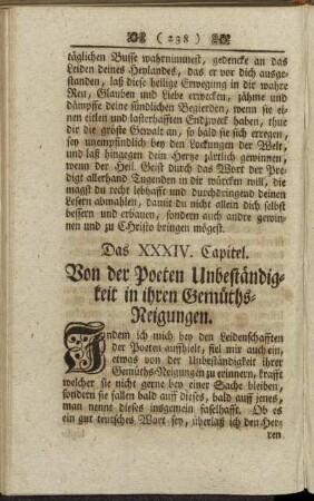 Das XXXIV. Capitel. Von der Poeten Unbeständigkeit in ihren Gemüths-Neigungen.