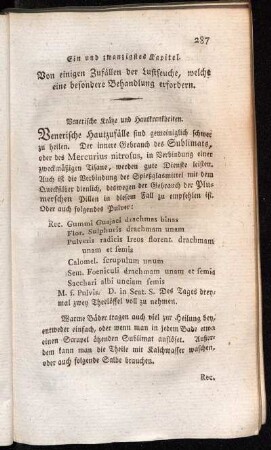 Ein und zwanzigstes Kapitel. Von einigen Zufällen der Lustseuche, welche eine besondere Behandlung erfordern.
