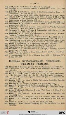 Theologie. Kirchengeschichte. Kirchenrecht. Philosophie. Pädagogik (Nr. 4061-5064)