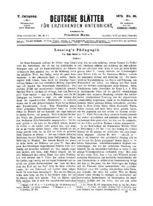 Lessing's Pädagogik : (Schluß)