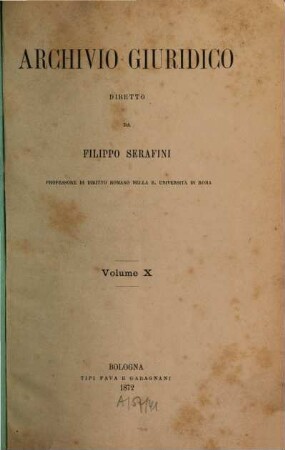 Archivio giuridico. 10. 1872