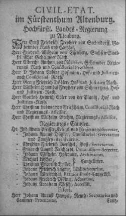 Civil-Etat im Fürstenthum Altenburg