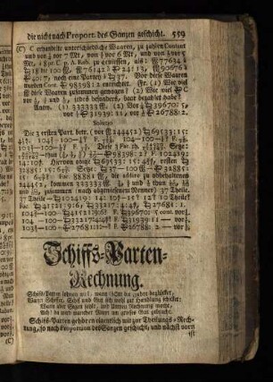 Schiffs-Parten- Rechnung