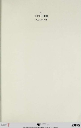 XI. Bücher (Nr. 638-645)