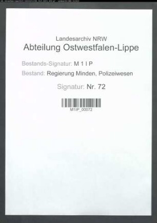 Polizeiverwaltung im Kreis Herford, Band 1