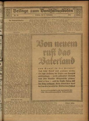 Zweite Ausgabe vom Sonntag, den 17. September 1916.