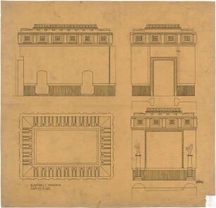 Billing, Hermann; Mannheim (Baden-Württemberg); Kunsthalle - Raum 7, Wände (Grundrisse, Ansichten); Decke (Ansicht)
