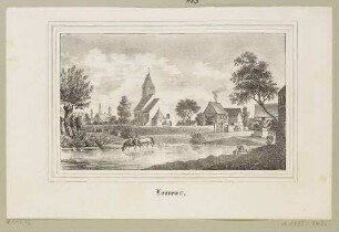Ortsansicht von Lonnewitz (Oschatz-Lonnewitz) mit der Kirche, aus Sachsens Kirchen-Galerie von Hermann Schmidt, Bd. 3, 1840