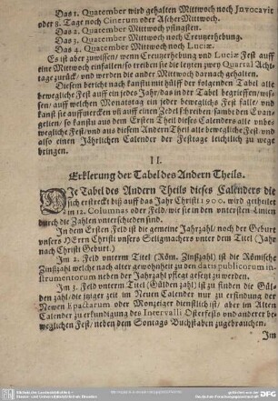 II. Erklärung der Tabel des Andern Theils.