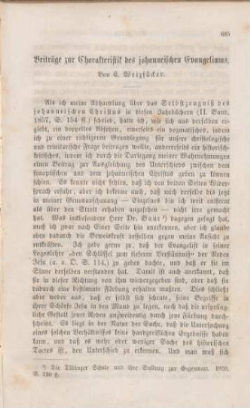 685-767 Beiträge zur Charakteristik des johanneischen Evangeliums