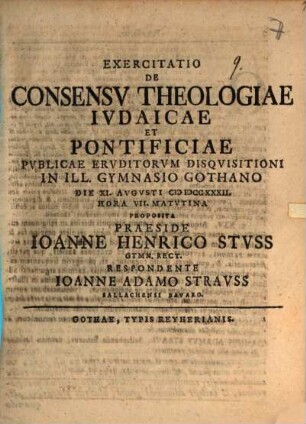 Exercitatio de consensu theologiae iudaicae et pontificiae