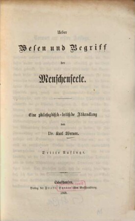 Ueber Wesen und Begriff der Menschenseele : e. philos.-krit. Abh.