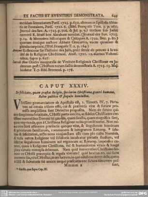 Caput XXXIV. De felicitate, quam praestat Religio, speciatim Christiana, generi humano, Rebus publicis & singulis hominibus