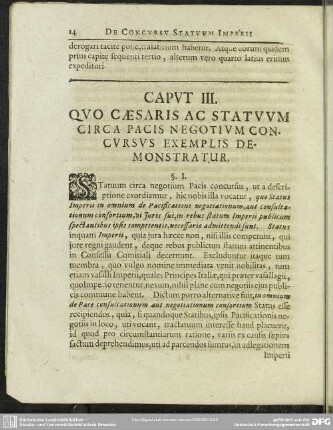 Caput III. Quo Caesaris Ac Statuum Circa Pacis Negotium Concursus Exemplis Demonstratur