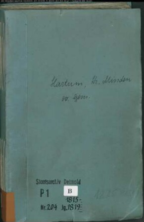 Kirchenbuchduplikat der evangelischen Gemeinde Hartum, Kreis Minden (GHT 1815-1819) (Gemeinde: Evangelische Gemeinde Hartum)