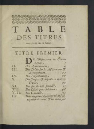 Table des titres