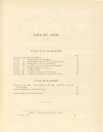 Table des cartes