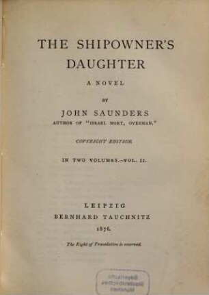 The shipowner's daughter : a novel, 2