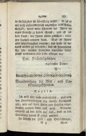 Beantwortung der Bitt- und Empfehlungsschreiben.