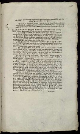 Gnädigste Verordnung, den übermäßigen Gebrauch des Caffee und den darauf gelegten Accis betreffend : Zweybrücken den 11 Januarii 1770.