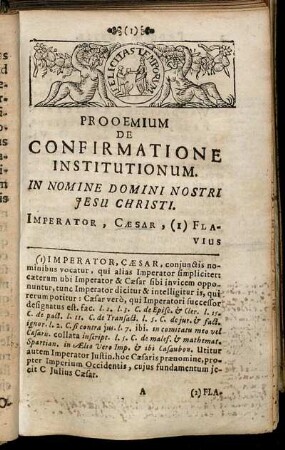 Prooemium De Confirmatione Institutionum.